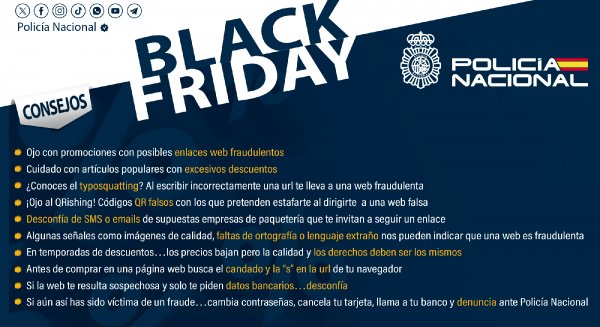 La Policía Nacional elabora un decálogo para evitar posibles fraudes en el Black Friday y Cyber Monday