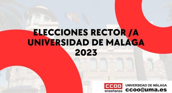 CCOO celebra el 22 de noviembre un debate para analizar las diferentes candidaturas a rector/a de la UMA