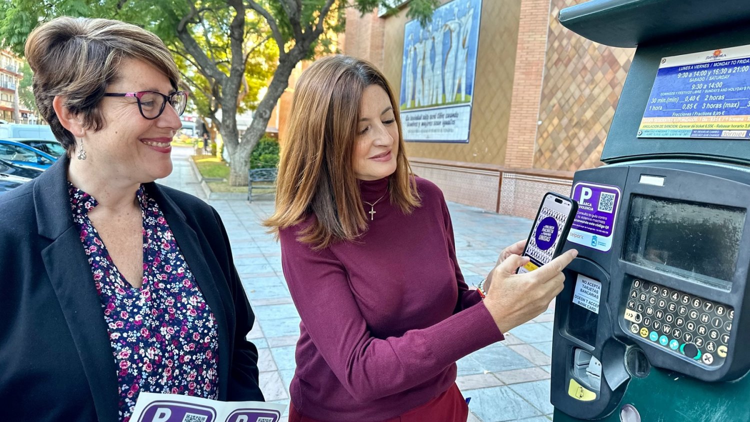 Los parquímetros de la Zona Azul de Fuengirola se vuelven puntos de información contra la violencia machista
