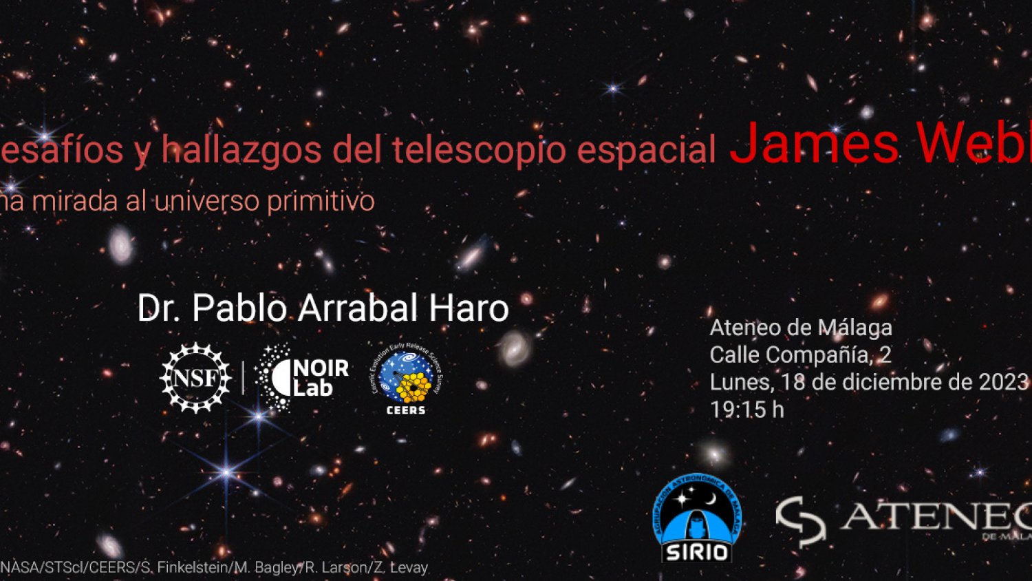 Los desafíos y hallazgos del telescopio James Webb llegan al Ateneo de Málaga el 18 de diciembre