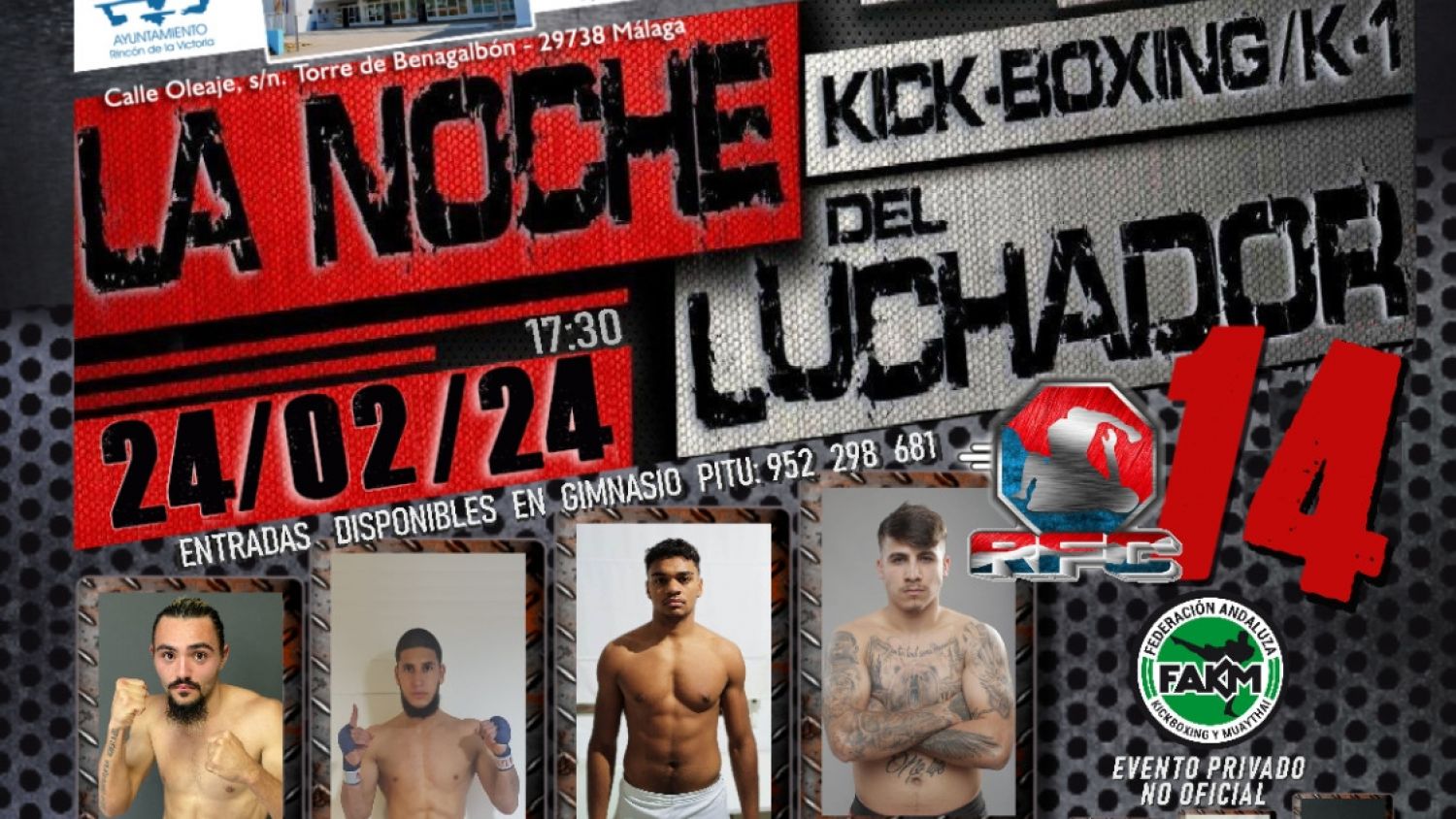 Rincón de la Victoria acoge la XIV Noche del Luchador con 20 combates de Kick-Boxing y K1