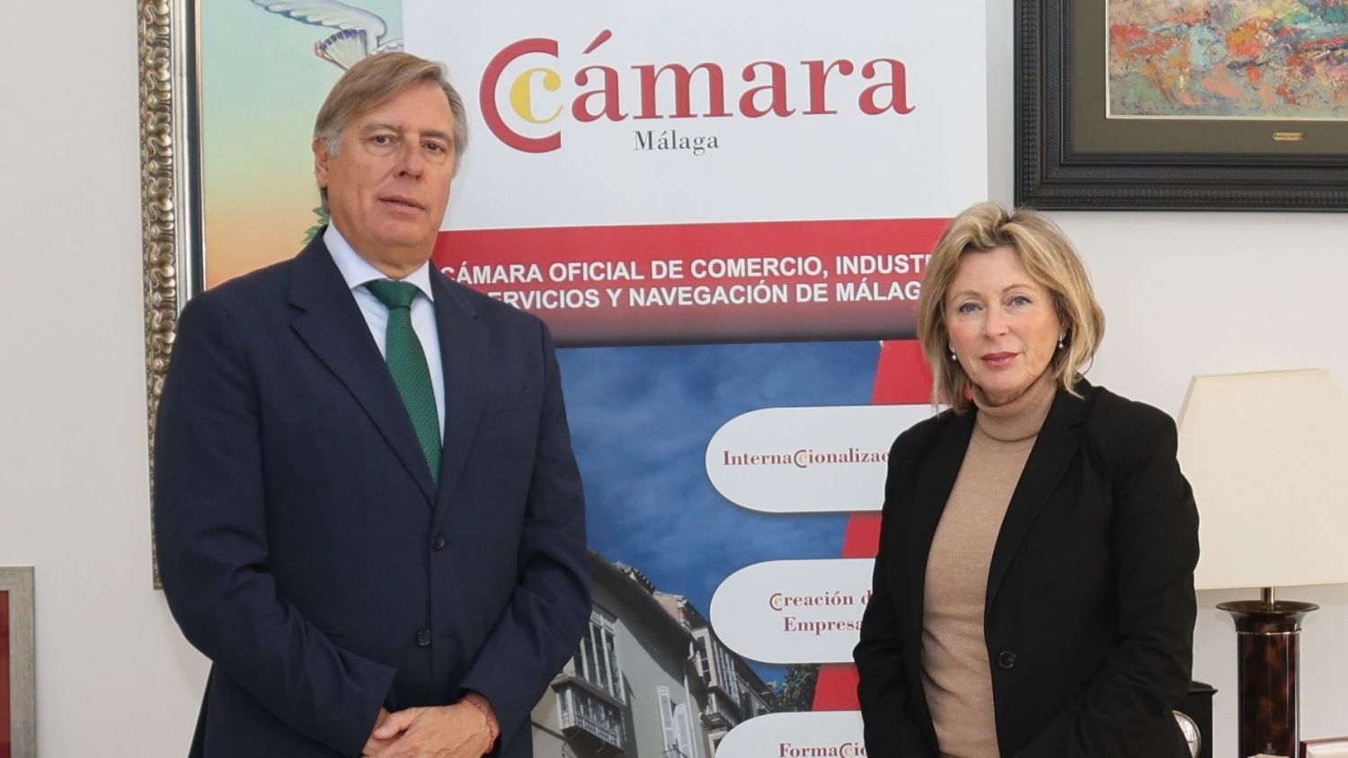 La delegada de Empleo y el presidente de la Cámara de Comercio de Málaga avanzan en estrategias conjuntas