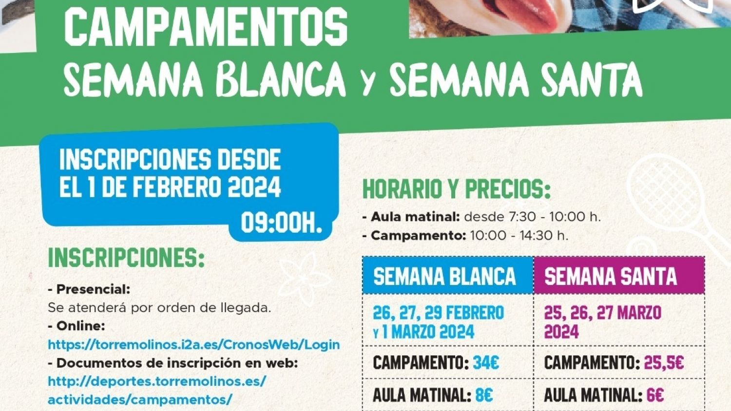Torremolinos impulsa un año más los campamentos de Semana Blanca y Semana Santa