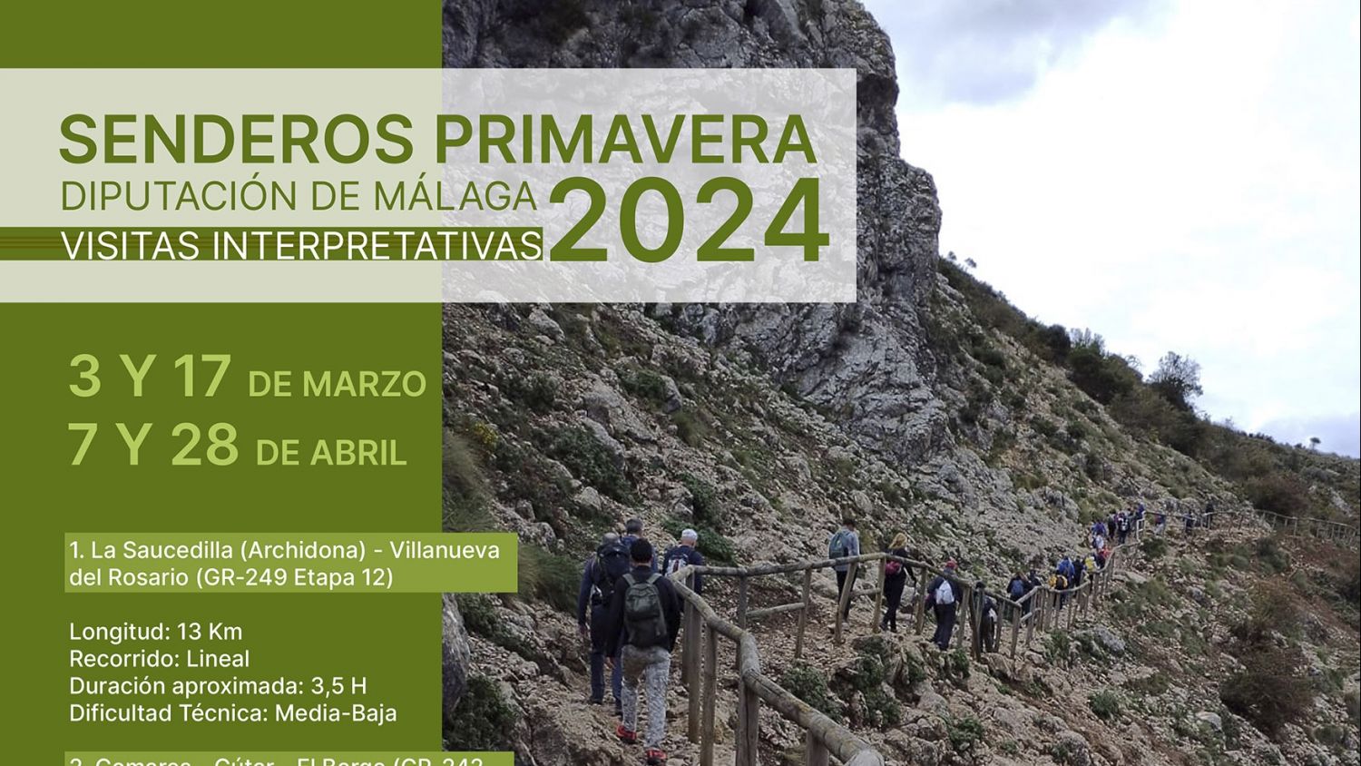 Las visitas interpretativas a senderos de la Diputación de Málaga se adelantan a marzo y abril