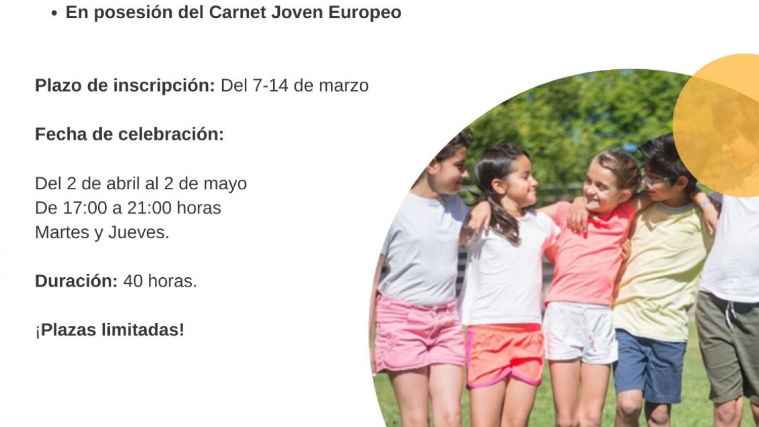 Rincón de la Victoria convoca un curso gratuito de Monitor de Campamentos para jóvenes del municipio