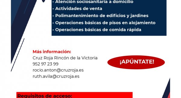 Rincón de la Victoria y Cruz Roja abren el plazo de solicitudes cinco acciones formativas  