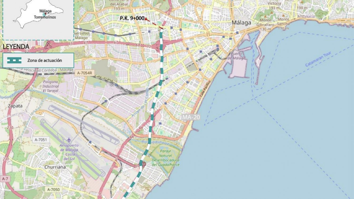Transportes somete a información pública el trazado para ampliar la MA20 entre Torremolinos y Málaga