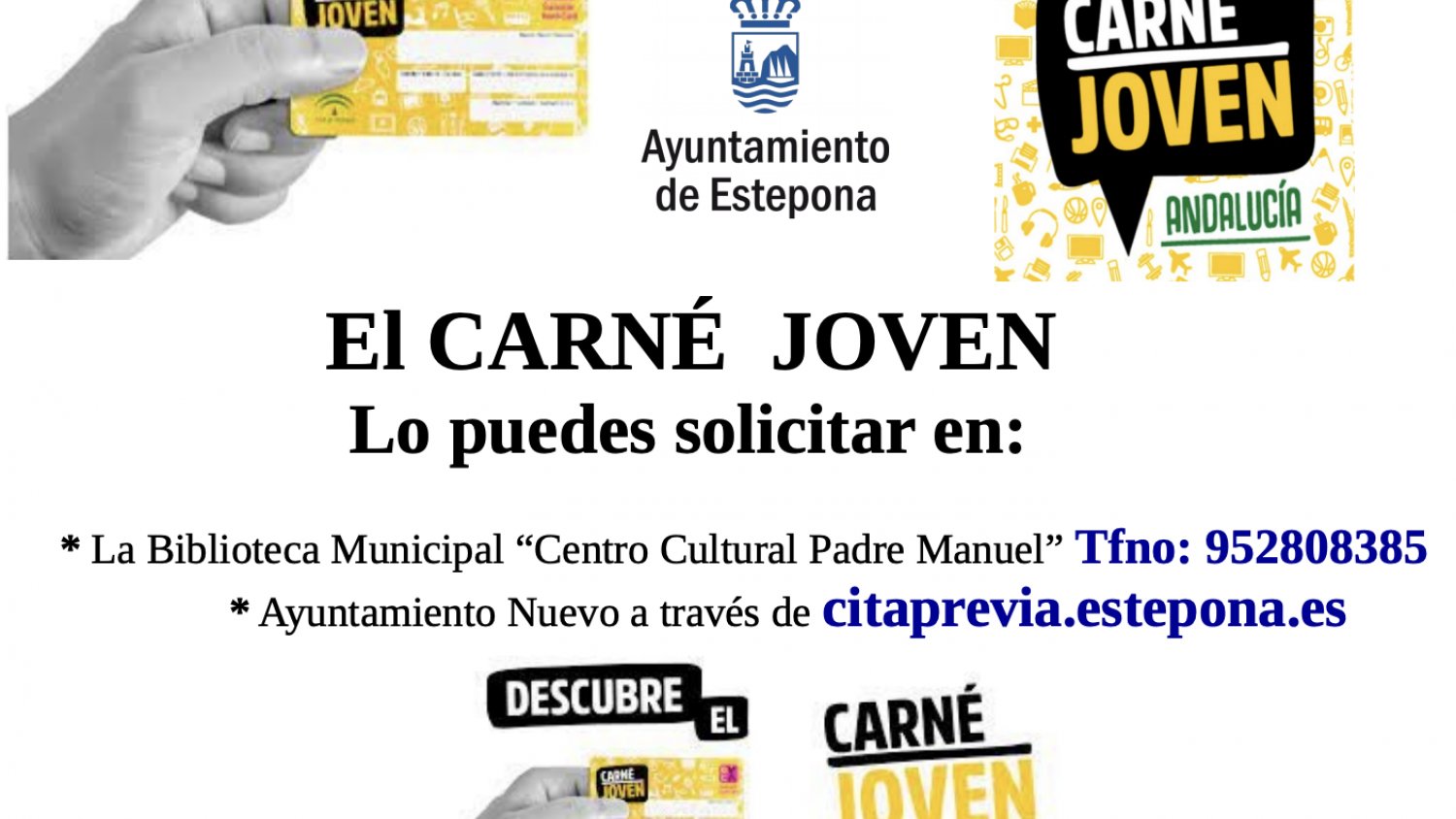 Estepona anima a la obtención del Carné Joven Europeo en Andalucía para menores de 30