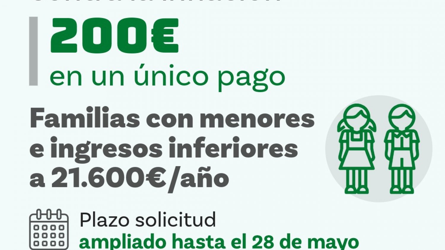 La Junta amplía hasta el 28 de mayo el plazo para solicitar el Bono Carestía