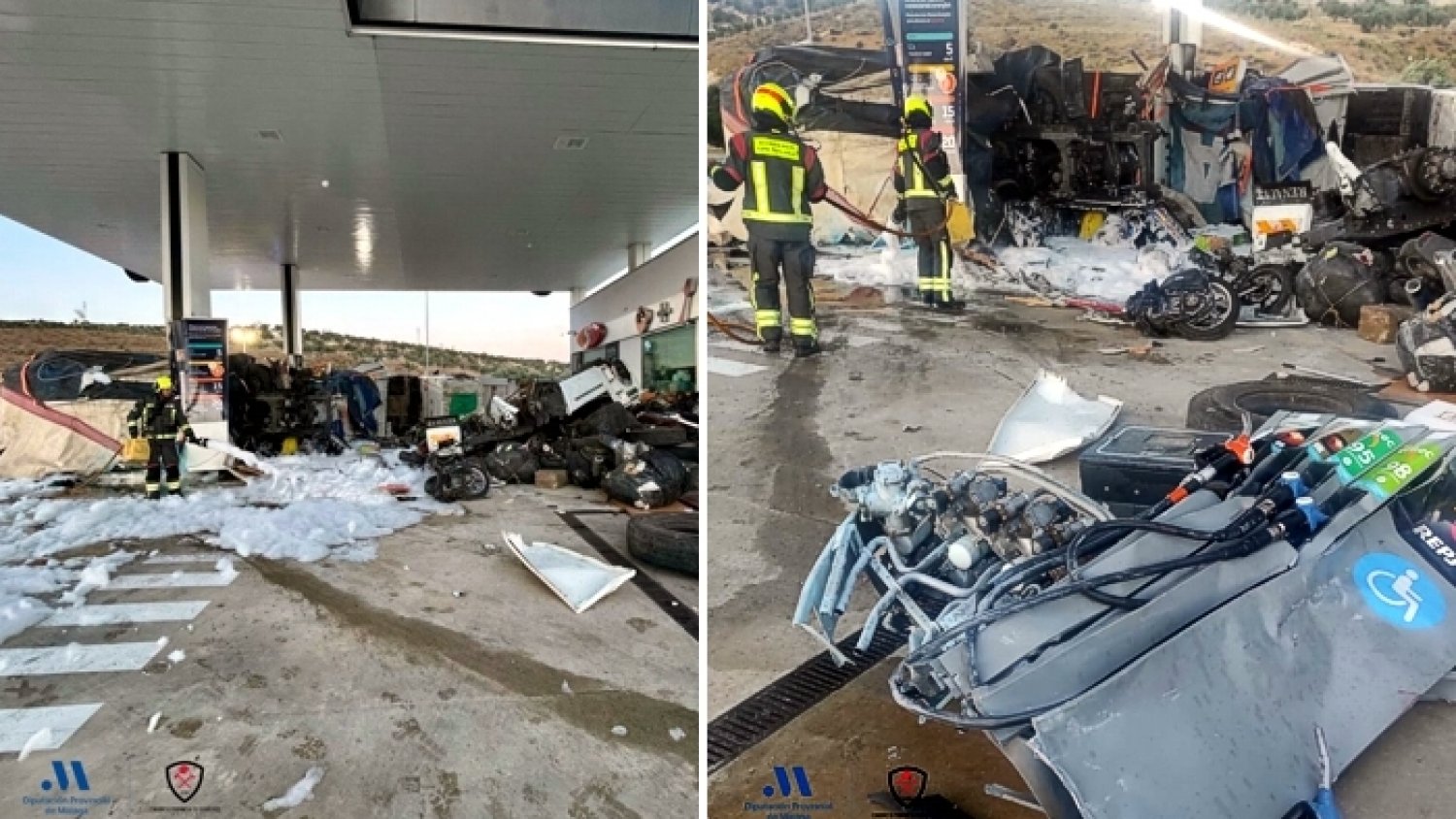 Un accidente en una gasolinera de Antequera deja tres heridos 