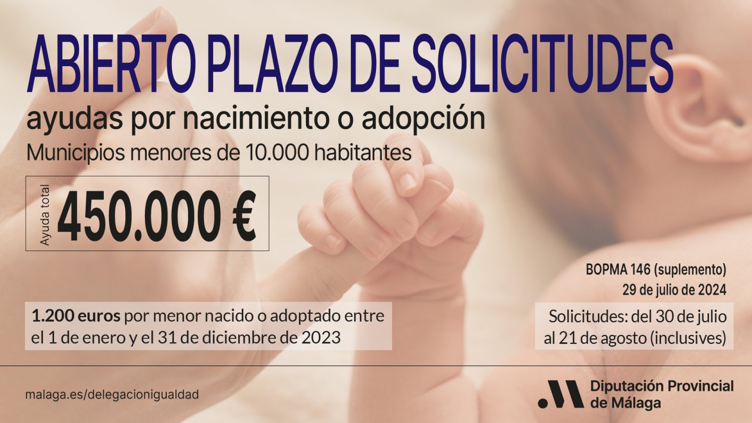 Alrededor de 375 familias de pueblos pequeños de Málaga se podrán beneficiar de las ayudas de la Diputación por nacimiento o adopción