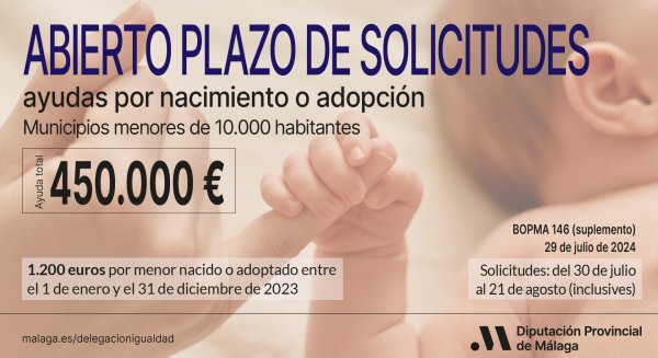 Alrededor de 375 familias de pueblos pequeños de Málaga se podrán beneficiar de las ayudas de la Diputación por nacimiento o adopción