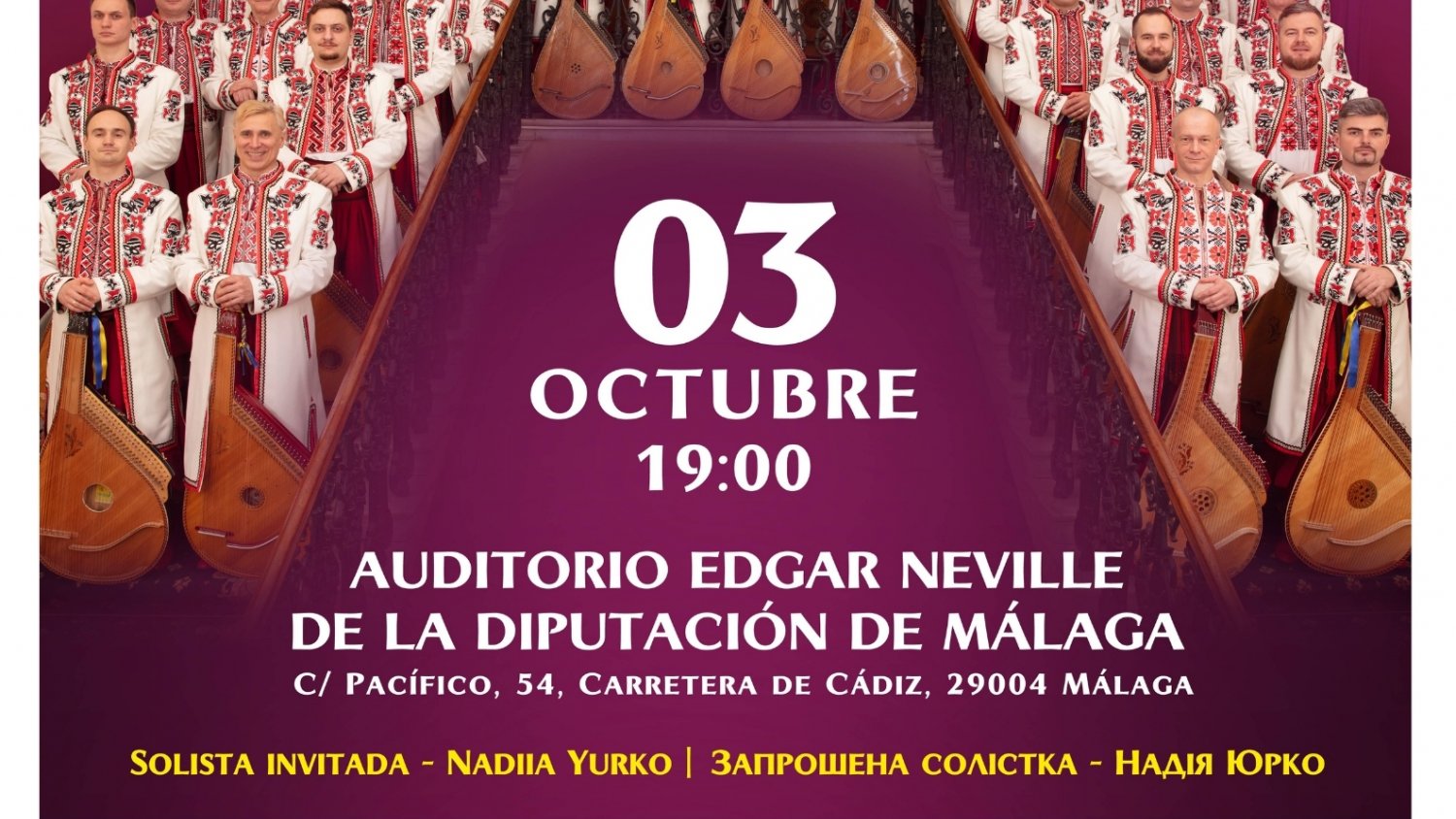 El auditorio de la Diputación acogerá el 3 de octubre el concierto benéfico 'Con Ucrania en el corazón'