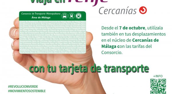 Los usuarios de los Cercanías de Málaga ya pueden aprovechar los descuentos de la tarjeta del Consorcio