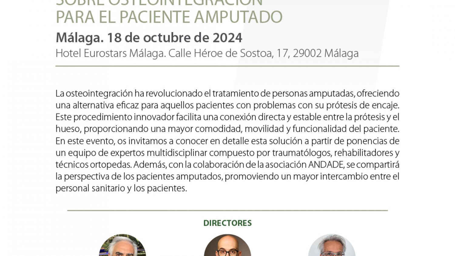 Málaga acoge OsteoForum 2024, el mayor evento internacional sobre osteointegración en pacientes amputados