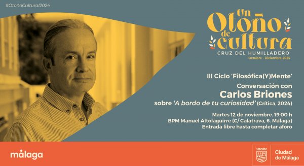 El biólogo y escritor Carlos Briones inaugura la tercera entrega del ciclo 'Filosófica(y)mente'
