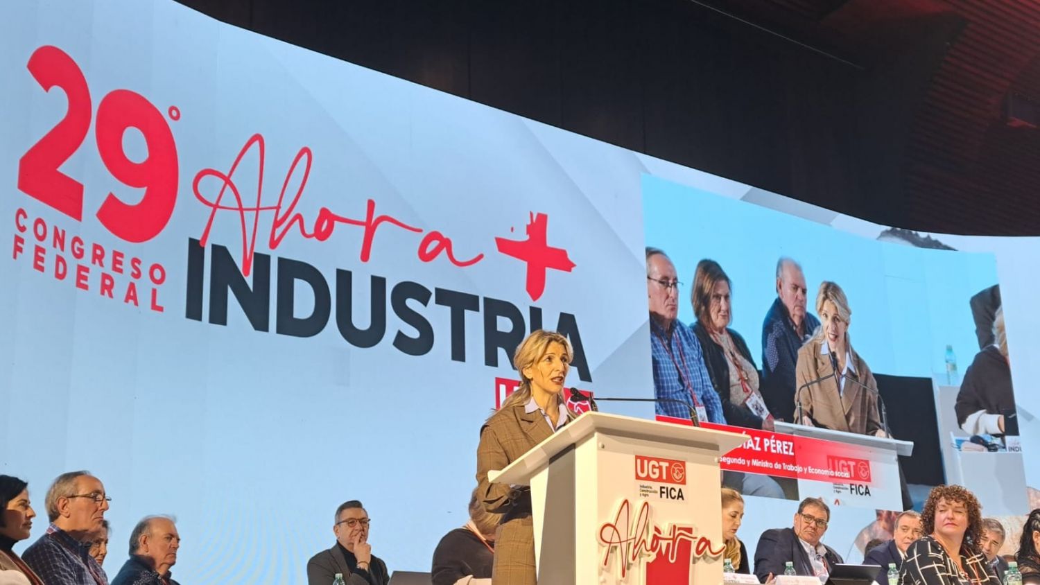 Yolanda Díaz apuesta la reindustrialización en España en el 29º Congreso de UGT FICA en Málaga