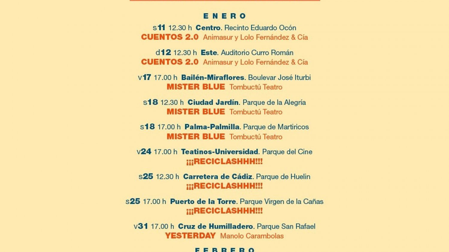 Los distritos de Málaga contarán con música, circo, clown, títeres y cuentos al aire libre durante el Festival de Teatro