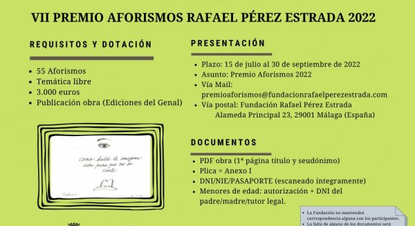 La Fundación Pérez Estrada convoca el VII Premio de Aforismos 2022