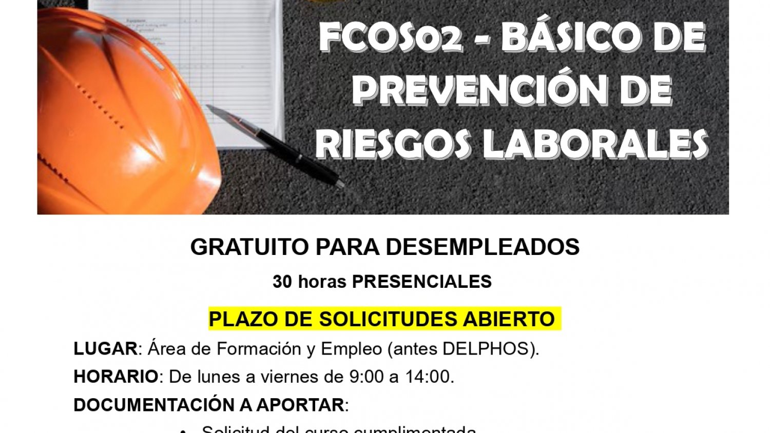 Rincón de la Victoria ofrece formación gratuita en prevención de riesgos laborales y alfabetización informática para desempleados