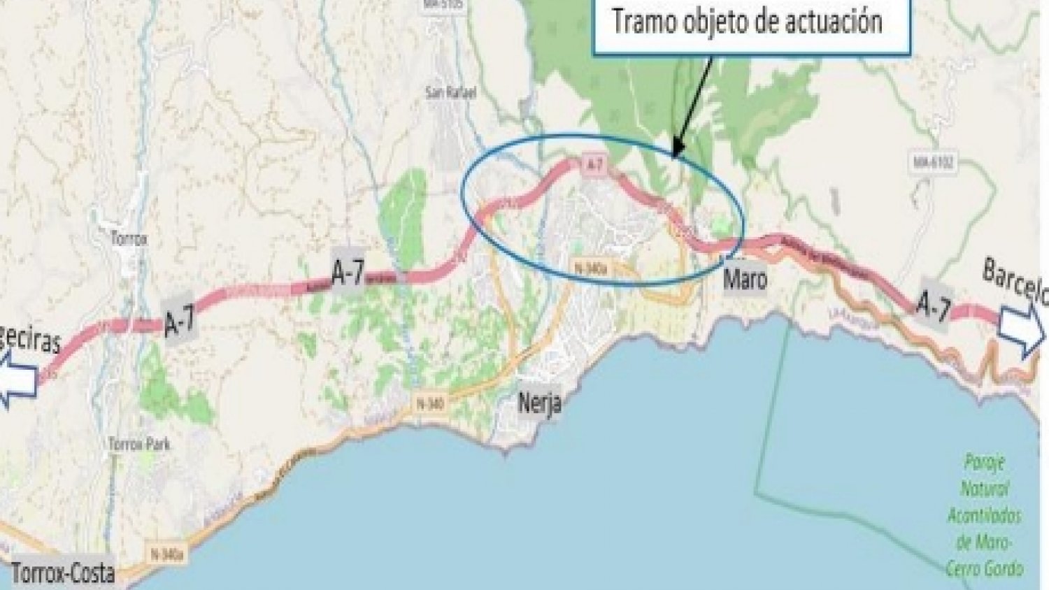 Mitma licita las obras de rehabilitación del firme en un tramo de la A-7 en Nerja y Frigiliana