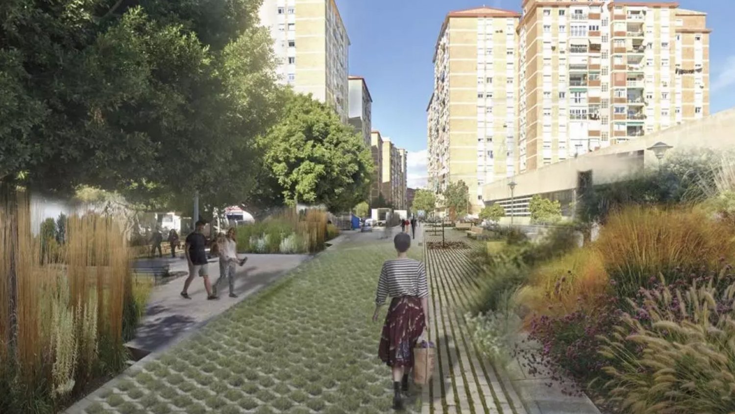 El Ayuntamiento avanza en las obras del proyecto de renaturalización urbana de la barriada de Huelin