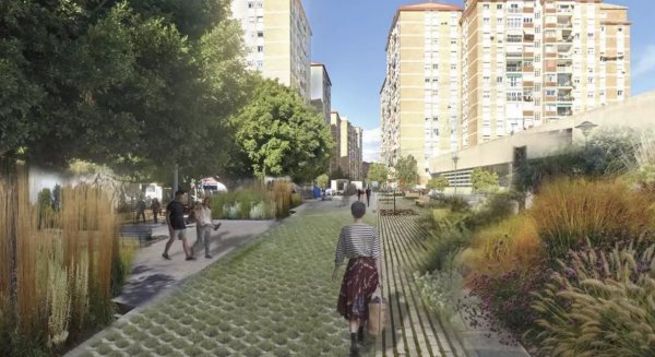 El Ayuntamiento avanza en las obras del proyecto de renaturalización urbana de la barriada de Huelin