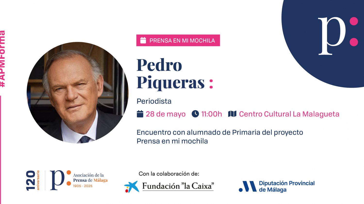 El periodista Pedro Piqueras clausura el 28 de mayo la VII edición de Prensa en mi mochila