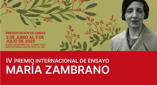 La Diputación convoca la cuarta edición del Premio Internacional de Ensayo María Zambrano dotado con 10.000 euros