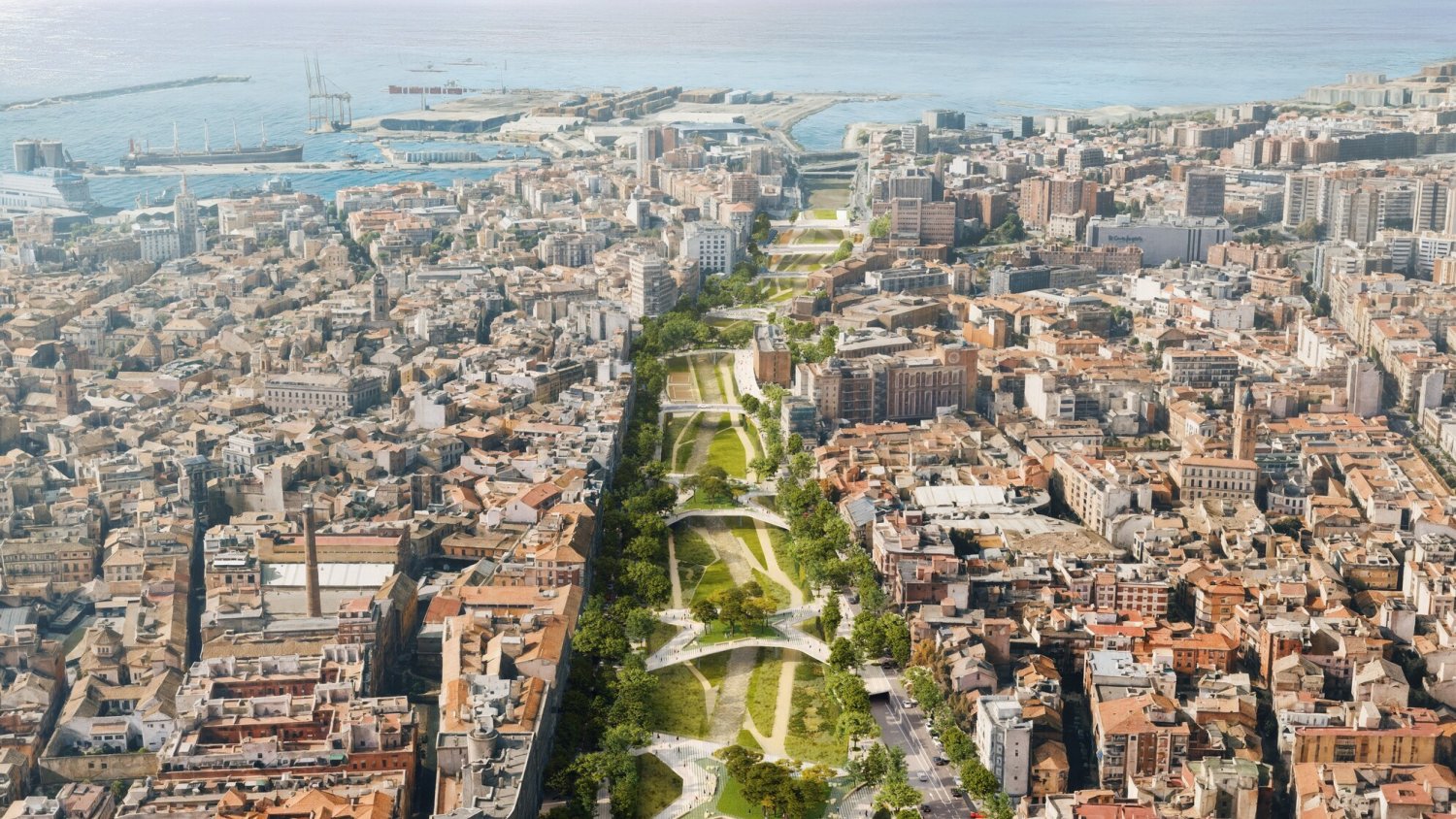 La integración urbana del río Guadalmedina contempla la creación de cinco plazas-puente y un gran corredor verde entre los puentes de Armiñán y Perchel