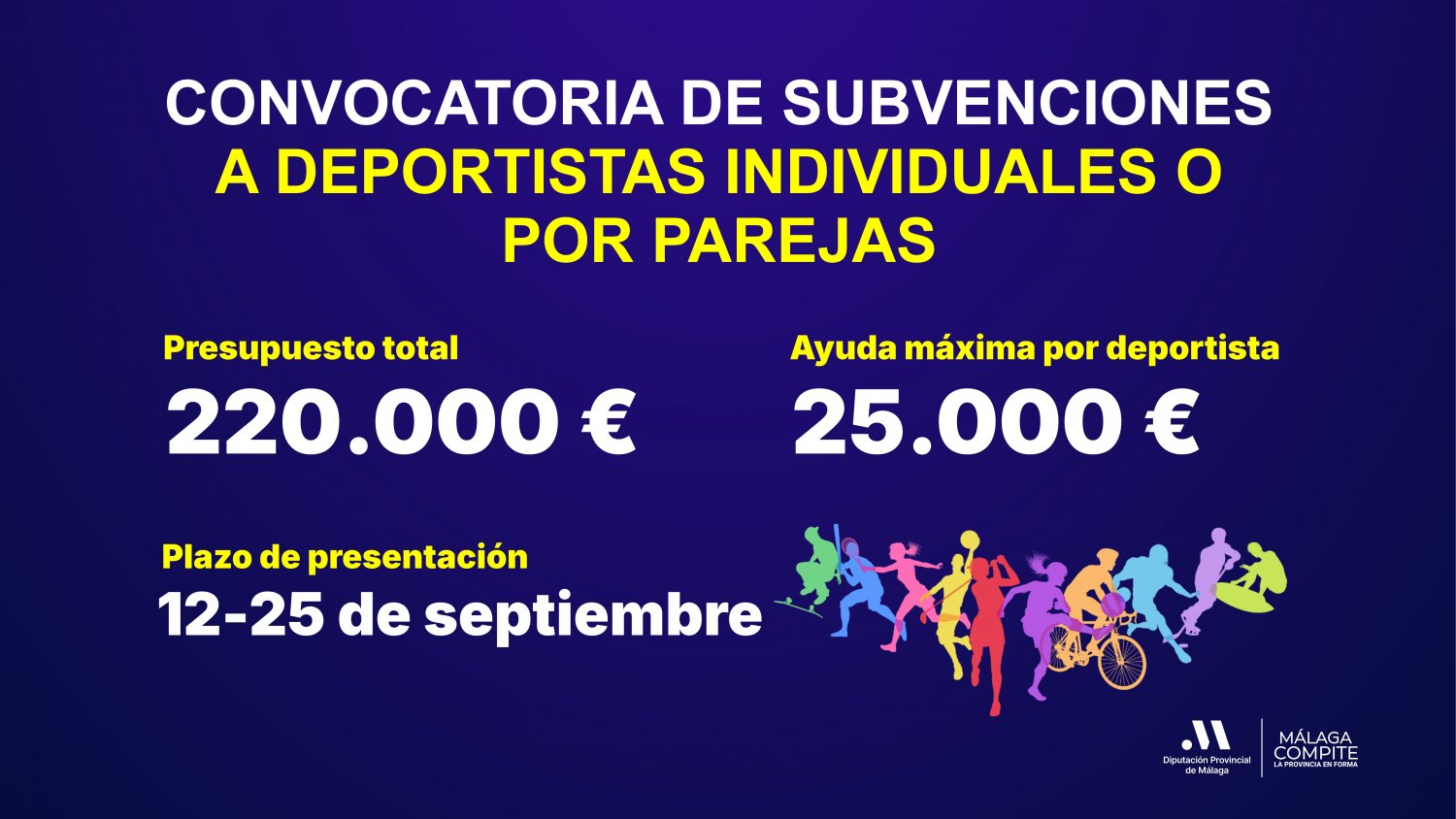 La Diputación de Málaga subvencionará con 220.000 a deportistas malagueños que compitan individualmente o por parejas