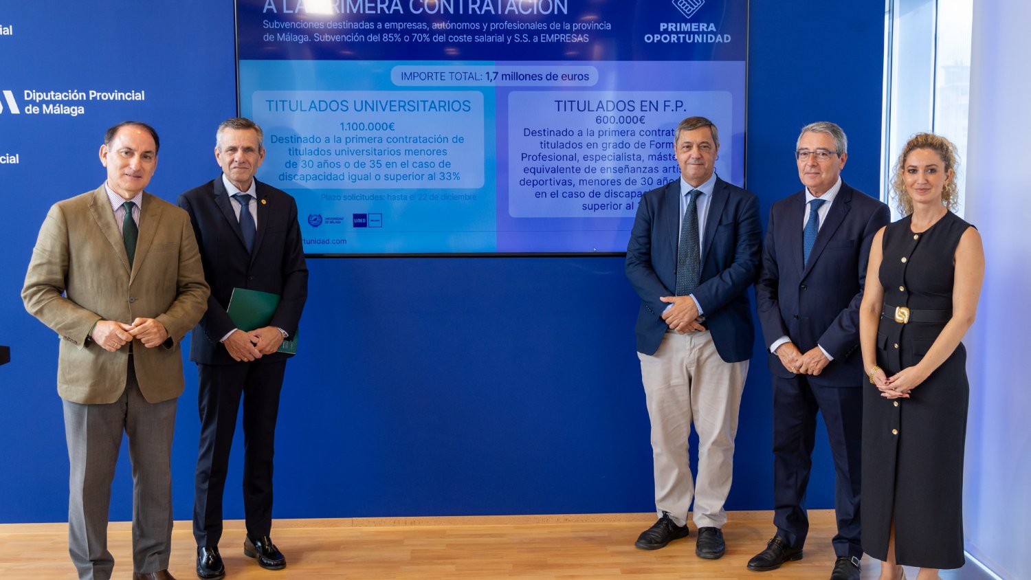 La Diputación facilita el primer contrato laboral a un centenar de titulados universitarios y de FP con una inversión de 1,7 millones