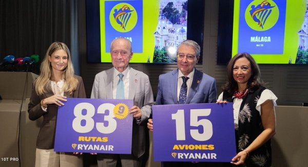 Ryanair refuerza su conectividad con la Costa del Sol con nueve nuevas rutas para la temporada de invierno