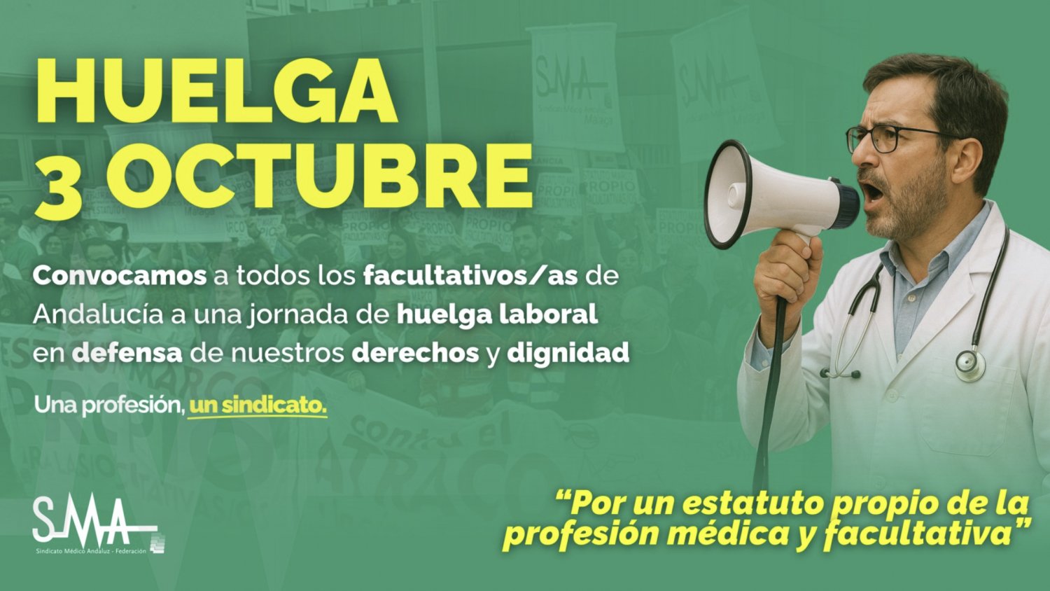 Entre el 80% y el 90% de la plantilla de la sanidad pública malagueña ha secundado la huelga de médicos contra el borrador del Estatuto Marco