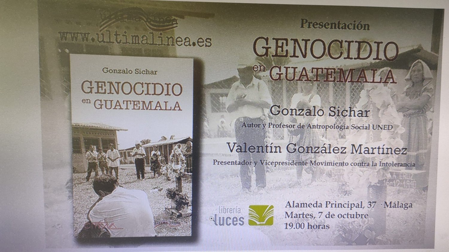 Gonzalo Sichar presenta su libro sobre el genocidio en Guatemala coincidiendo con el 30 aniversario de la última masacre del Ejército