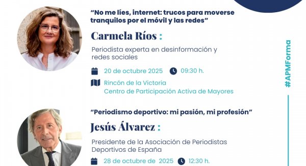 Los periodistas Jesús Álvarez y Carmela Ríos, en los actos de clausura de Prensa sin Edad el próximo lunes
