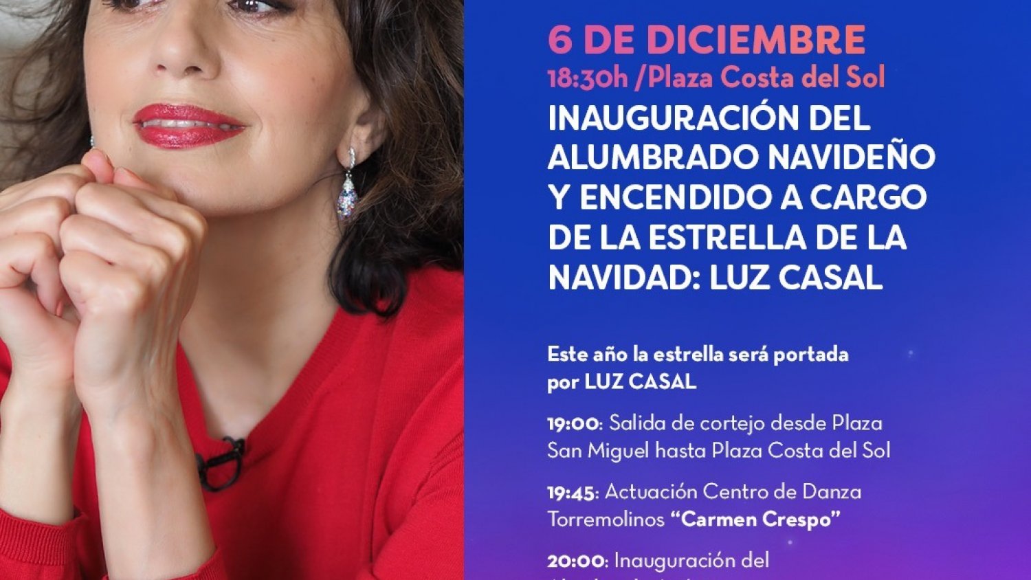 Luz Casal será la encargada de encender el alumbrado de Torremolinos el 6 de diciembre