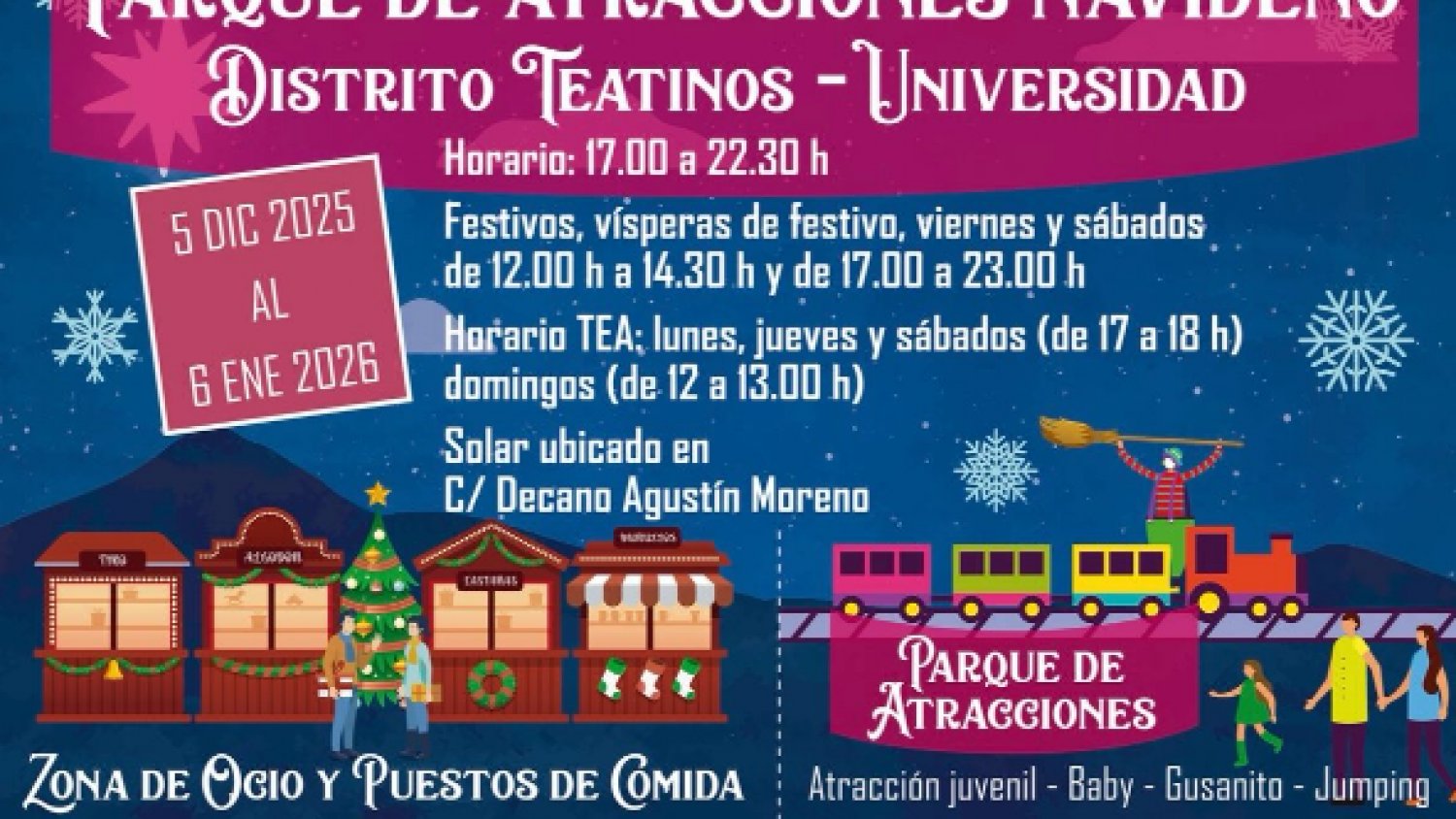 El parque de atracciones navideño del distrito Teatinos-Universidad se podrá visitar hasta el 6 de enero