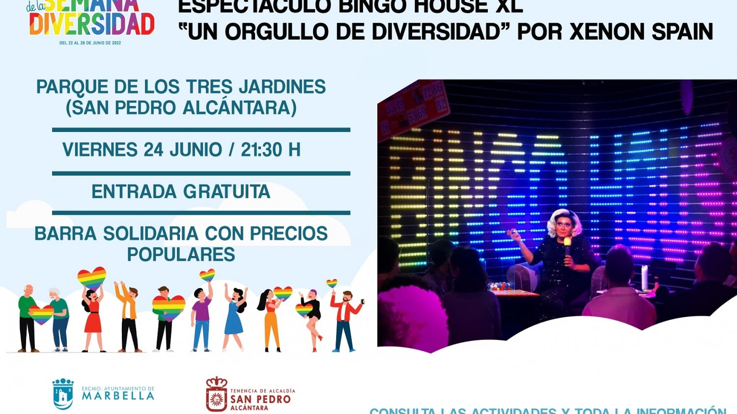El Parque de Los Tres Jardines de San Pedro acoge el espectáculo Bingo House XL ‘Un orgullo de diversidad’