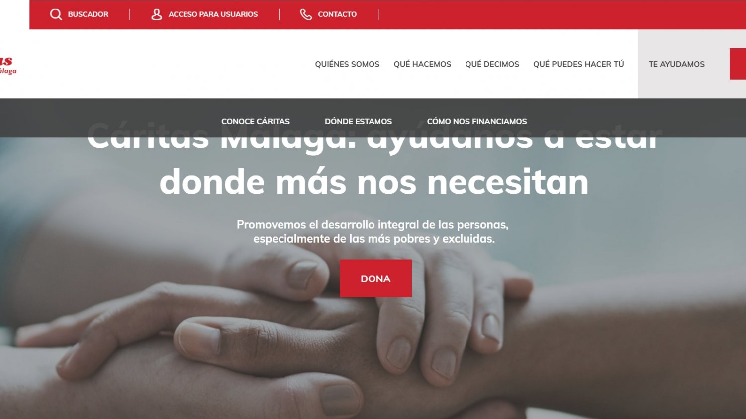 Cáritas Diocesana de Málaga presenta un nuevo diseño en su página web