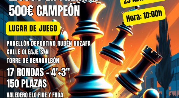 Rincón de la Victoria acogerá el II Maratón Blitz de Ajedrez que se celebrará el próximo 26 de abril