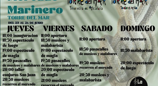 El tradicional Mercado Marinero de San Juan vuelve a Torre del Mar del 23 al 26 de junio