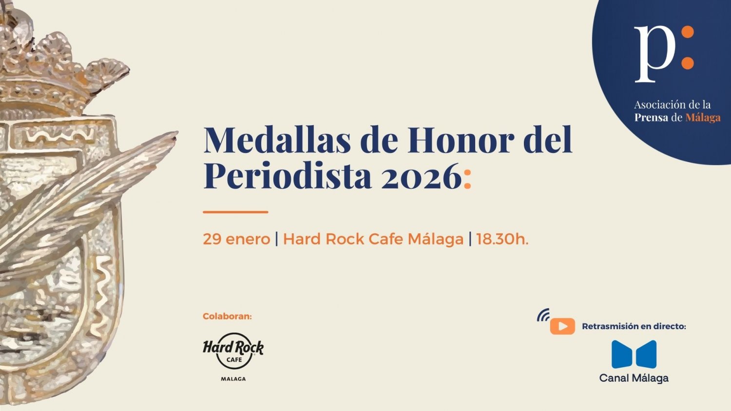 La Asociación de la Prensa de Málaga entrega hoy las Medallas de Honor del Periodista 2026 