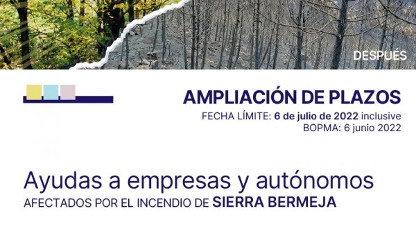 La Diputación amplía hasta el 6 de julio el plazo para solicitar ayudas por el incendio de Sierra Bermeja