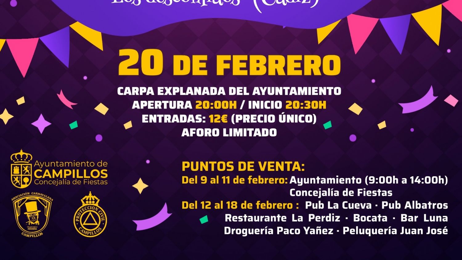 El XXXII Certamen de Agrupaciones de Carnaval de Campillos contará un año más con una amplia presencia de grupos locales