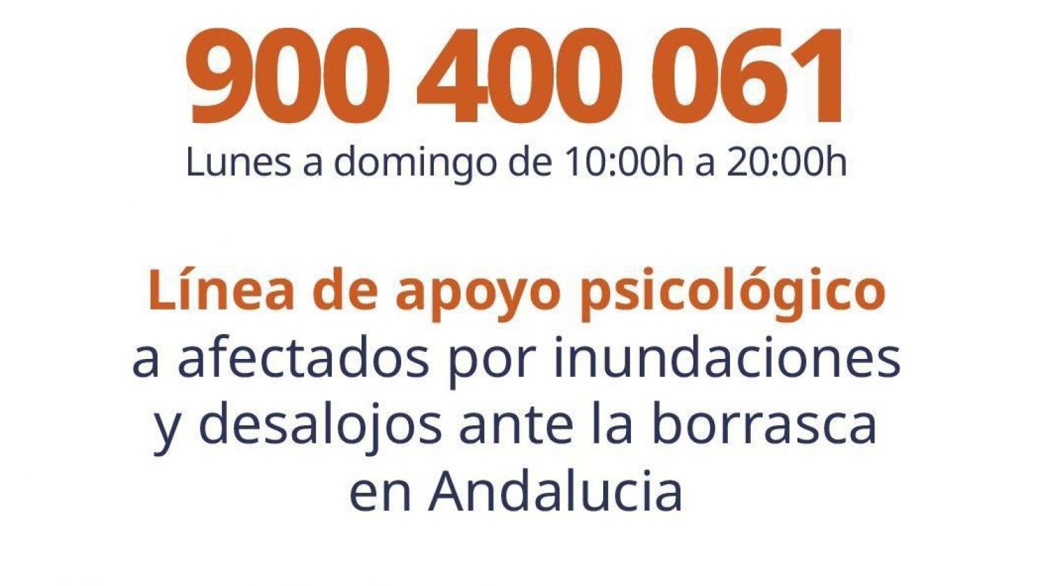 La Junta activa un plan de apoyo psicológico por teléfono ante la alerta meteorológica en Andalucía 