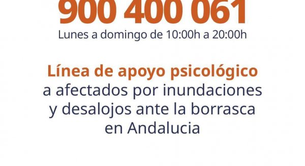 La Junta activa un plan de apoyo psicológico por teléfono ante la alerta meteorológica en Andalucía 