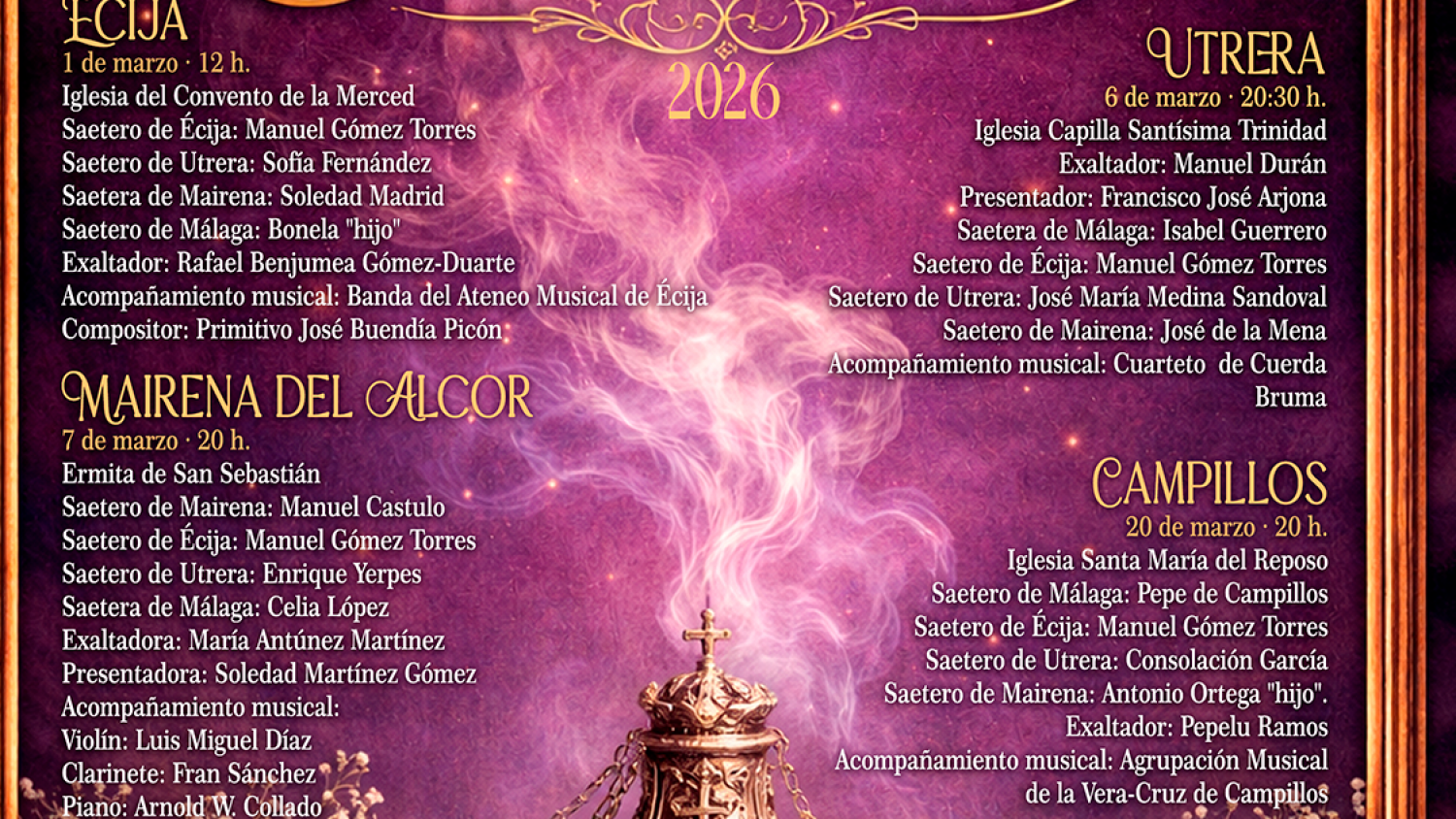 Campillos clausurará el 20 de marzo la XIII Exaltación de la Saeta  con artistas de cuatro provincias