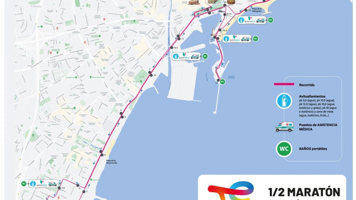 El Paseo del Parque permanecerá cortado desde la medianoche del sábado con motivo de la TotalEnergies Media Maratón Málaga