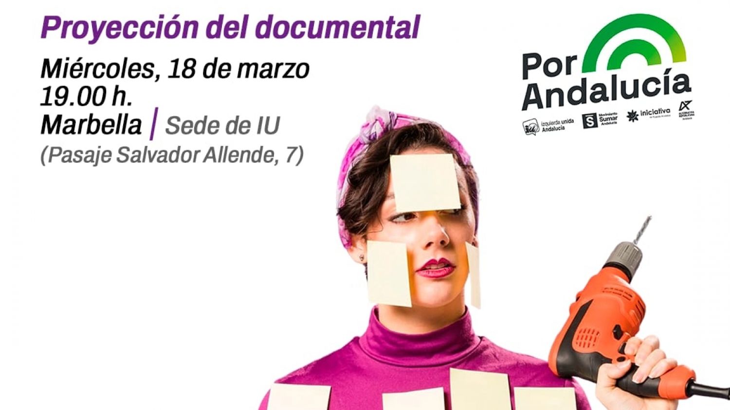 IU Marbella y Por Andalucía proyectan el documental “Mis manos, mis pies” sobre la feminización de los cuidados